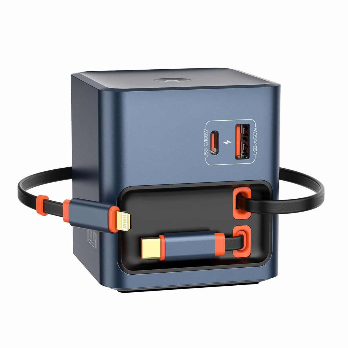 WISTAR WISTAR 100W GaN 4-Port USB C Desktop Charger, Dual Retractable Type C & Lightning Cables, PD Fast Charging Station for MacBook Pro Air iPad iPhone 17 16 XPS 13/15 Galaxy S26 S25 Pixel Android iOS etc - image 1