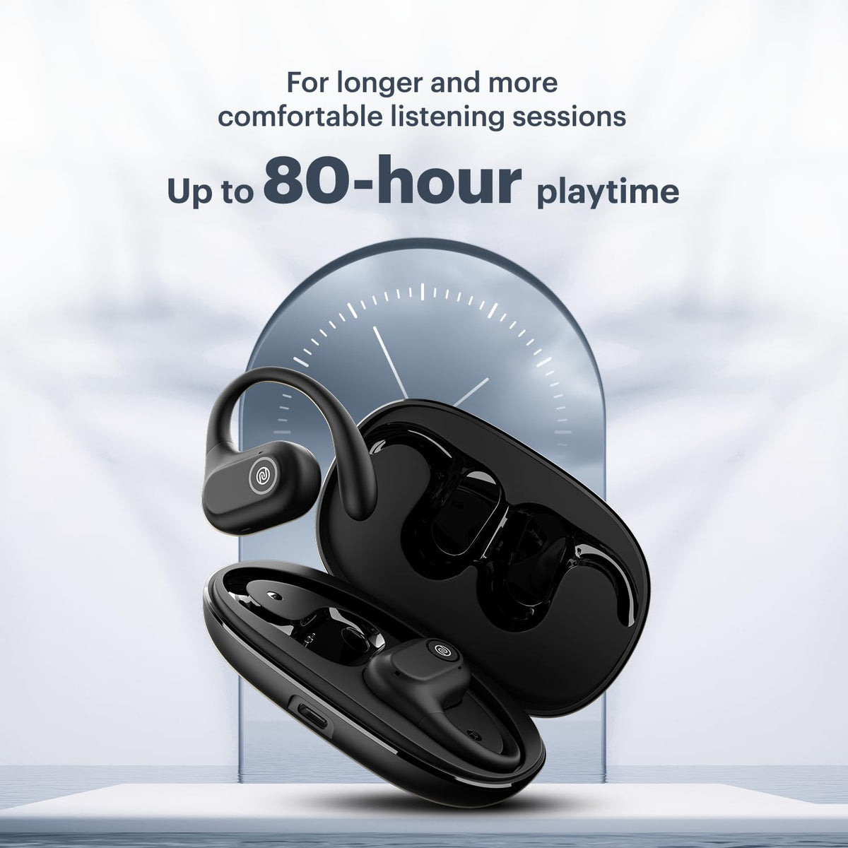 Noise Noise Pure Pods Wireless Open Ear Earbuds with AirWave™ Technology,Up-to 80H Playtime,Quad Mic with ENC,16mm Neodymium Dynamic Driver,Detachable Pure Band,BTv5.3 (Power Black) - image 5