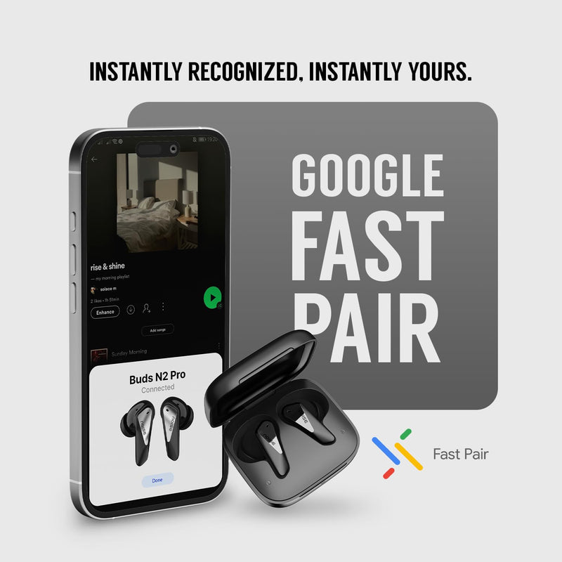 Noise Noise Buds N2 Pro Truly Wireless Earbuds with ANC (Up to 32dB), 70H Playtime, Dual Pairing, InstaCharge (10 Min = 200 Min), Bluetooth v6.0, Metallic Finish – Slate Black - image 8
