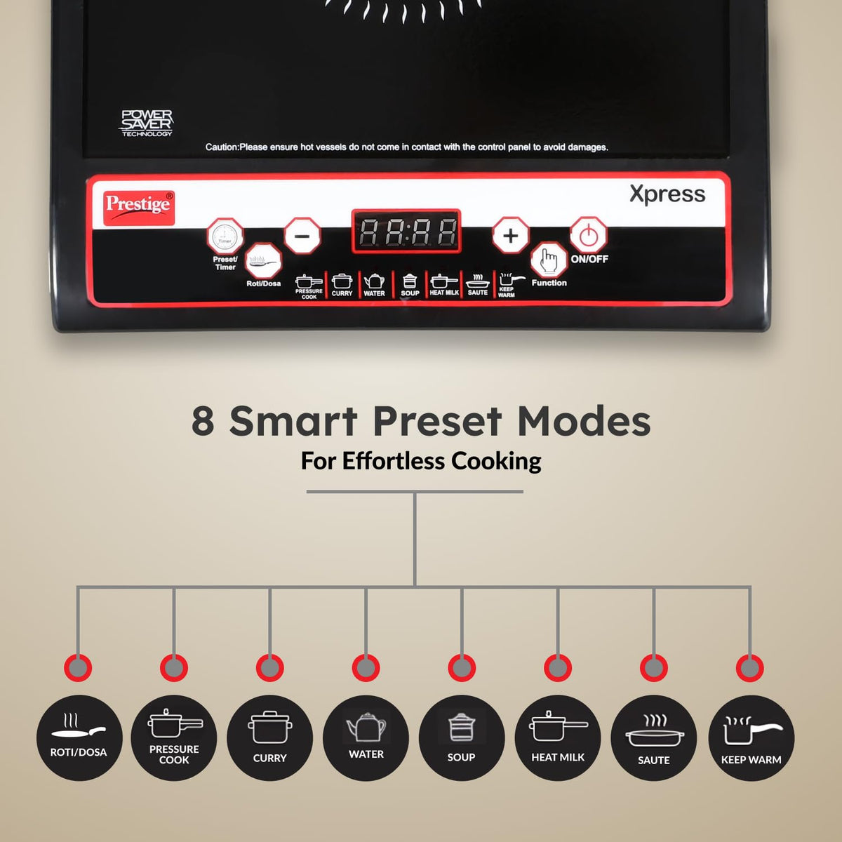Prestige Prestige Xpress 1200W Induction Cooktop with Ceramic Plates, Black - image 5
