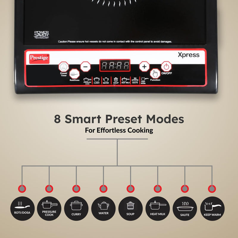 Prestige Prestige Xpress 1200W Induction Cooktop with Ceramic Plates, Black - image 5