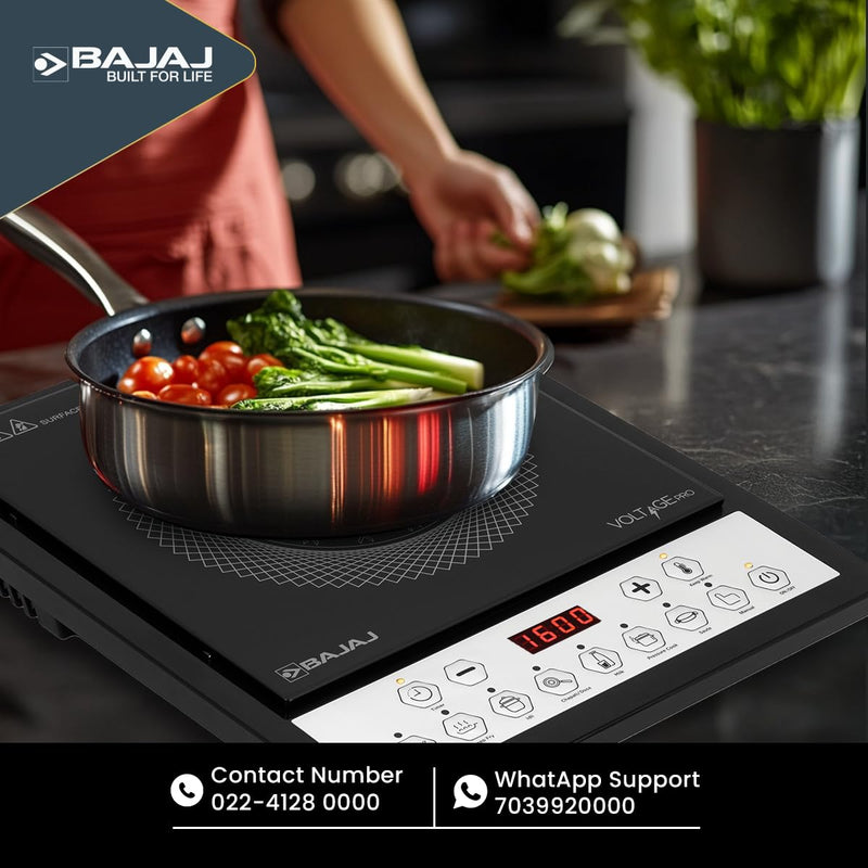 Bajaj Bajaj ICX 160TS Neo Induction Stove | 1600 Watts | 9 Pre-Set Menus | Digital Display | Keep Warm Function | Variable Time, Power & Temperature Selection | 1 Yr Warranty 【Black】 - image 7