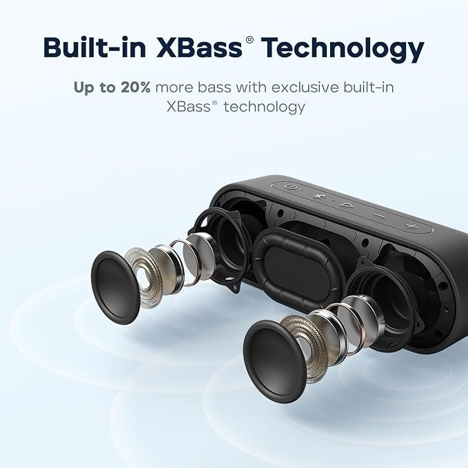 Tribit Updated Version XSound Go Wireless Bluetooth 5.3 Speakers with Loud Stereo Sound &amp; Rich Bass 16W,150 ft Bluetooth Range,Outdoor Lightweight IPX7 Waterproof,Built-in Mic (Black)