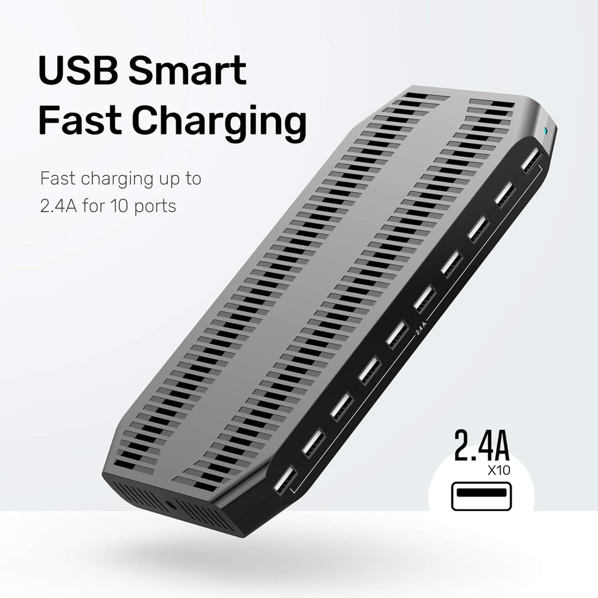 WISTAR WISTAR 60W Charging Station for Multiple Devices, Zobirez 10-Port USB C Fast Charger Stations for MacBook, iPhone, Android Cell Phone, iPad, Tablet, Family Multi-Device Organizer Charging Dock, Black - image 3