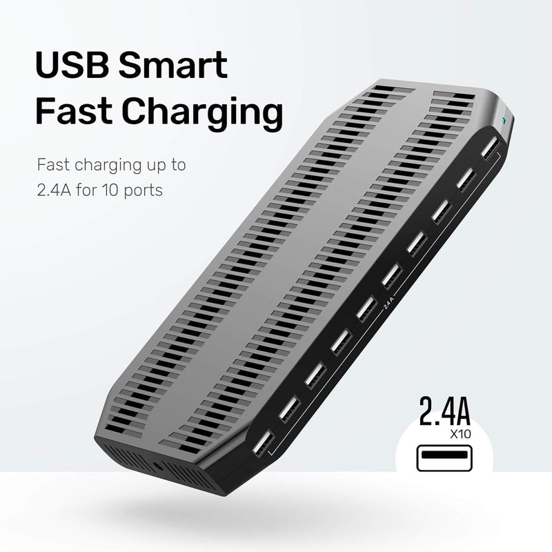 WISTAR WISTAR 60W Charging Station for Multiple Devices, Zobirez 10-Port USB C Fast Charger Stations for MacBook, iPhone, Android Cell Phone, iPad, Tablet, Family Multi-Device Organizer Charging Dock, Black - image 3