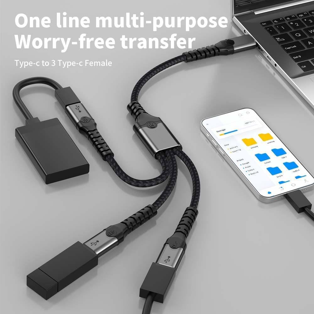 WISTAR WISTAR USB 2.0 + Type-C to 3-Port USB-C Female Hub | OTG Splitter Adapter for Flash Drive, Mouse, Keyboard & Printer - image 4