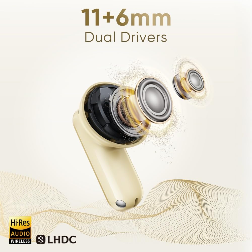 realme realme Buds Air 8,11mm+6mm Dual Dynamic Bass Drivers,58Hrs Playtime, 55dB ANC,6 Mic ENC, 45ms Low Latency, 360° Spatial Audio, Hi-Res LHDC, IP55 Dust & Water Resistant, BT V5.4 (Master Grey) - image 7