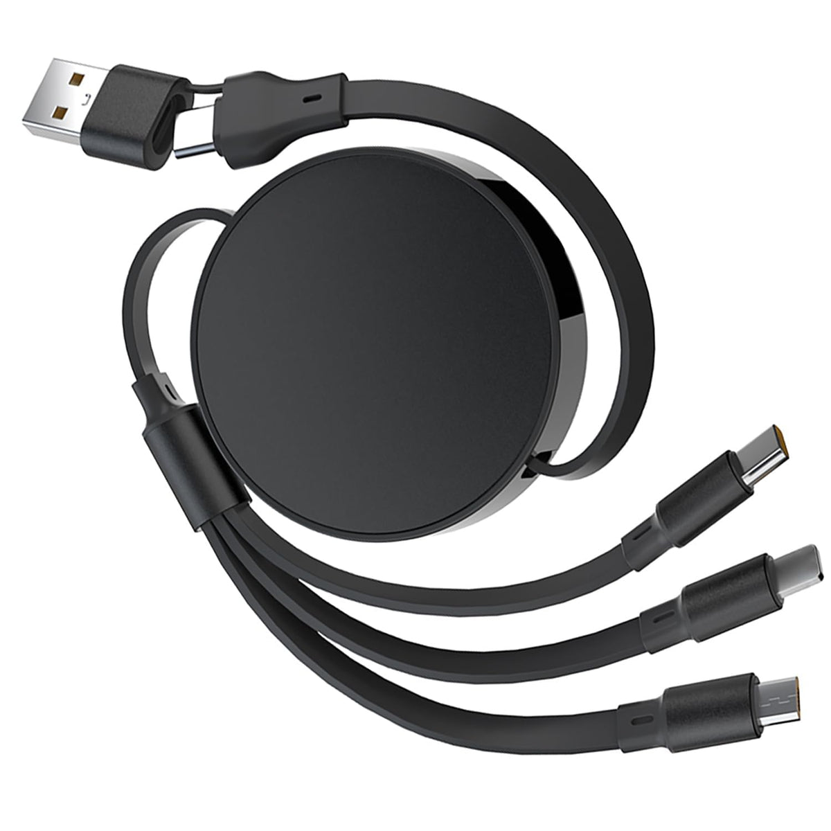 WISTAR WISTAR 3 in 1 USB to Type C Cable, PD 100W Multi USB A/C to USB C/Lightn.ing/Micro USB Cable, 3.6FT Retractable Car Charger Type C Cable for iPhone 16/15/14, Galaxy S24/S23, Android, Laptop - image 1