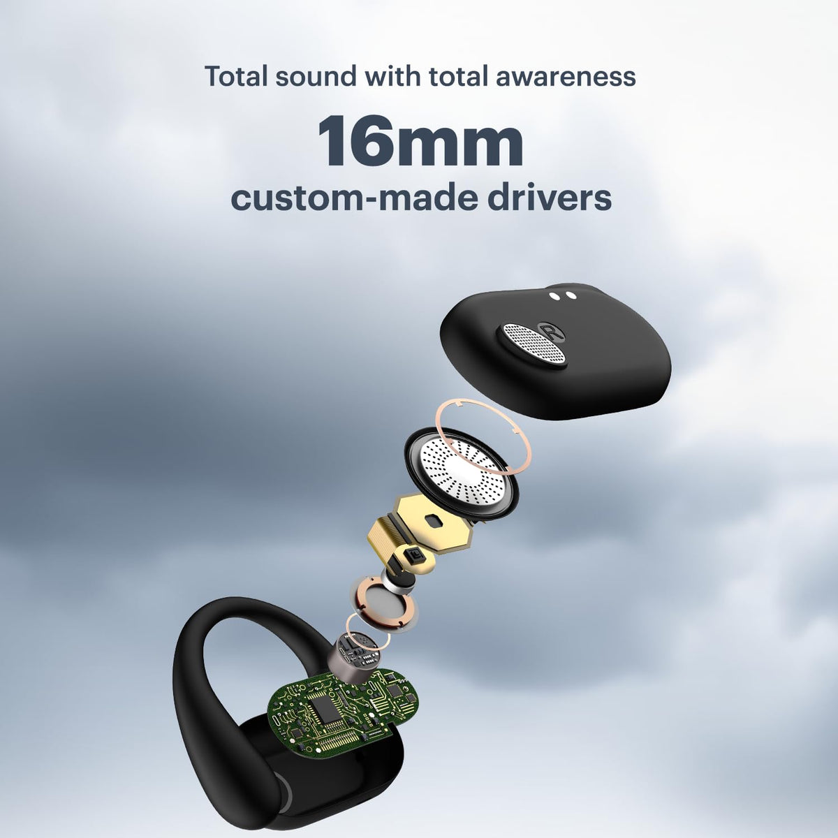 Noise Noise Pure Pods Wireless Open Ear Earbuds with AirWave™ Technology,Up-to 80H Playtime,Quad Mic with ENC,16mm Neodymium Dynamic Driver,Detachable Pure Band,BTv5.3 (Power Black) - image 8