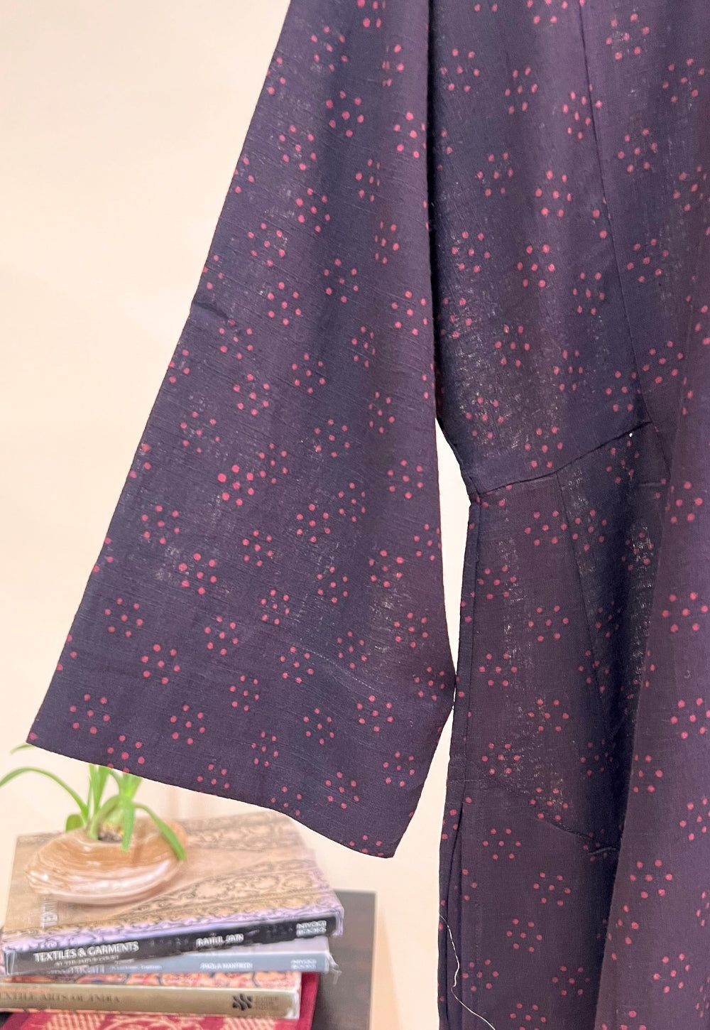 Nyra Black Dabu Slub Cotton Jhabbha Kali Kurta