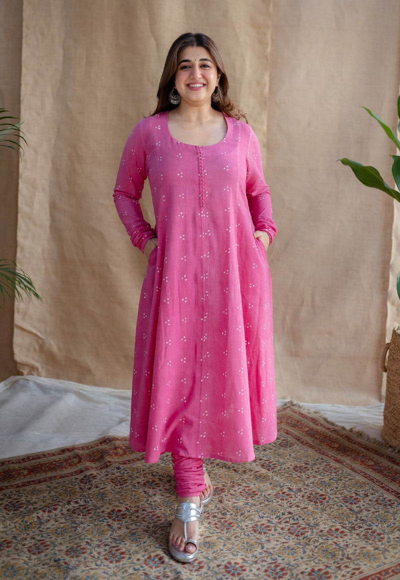 Akrita Dabu Slub Cotton Kali Kurta
