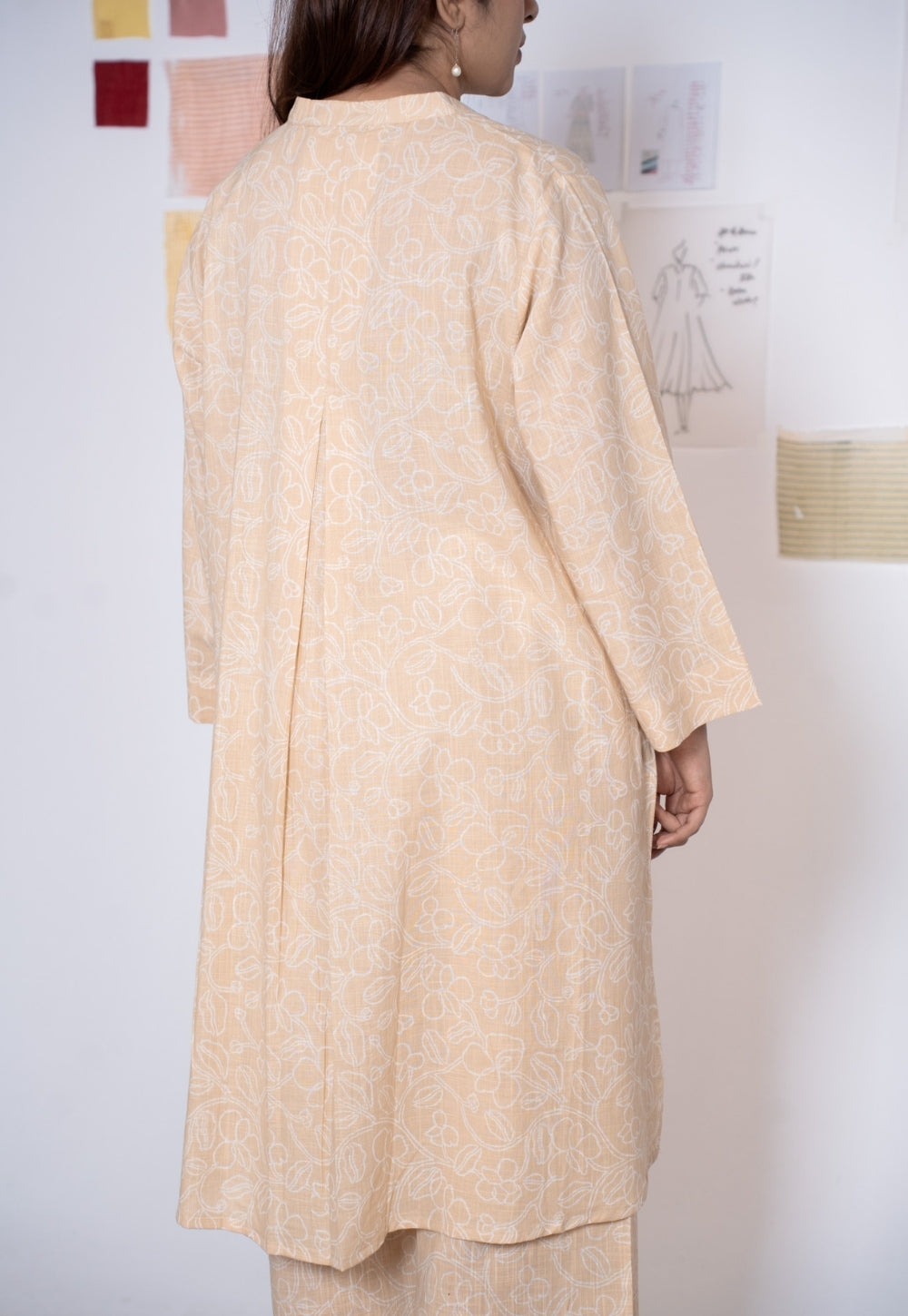 Ayaat Cream Hand Block Print Slub Cotton Anti-Fit Co-Ord Set
