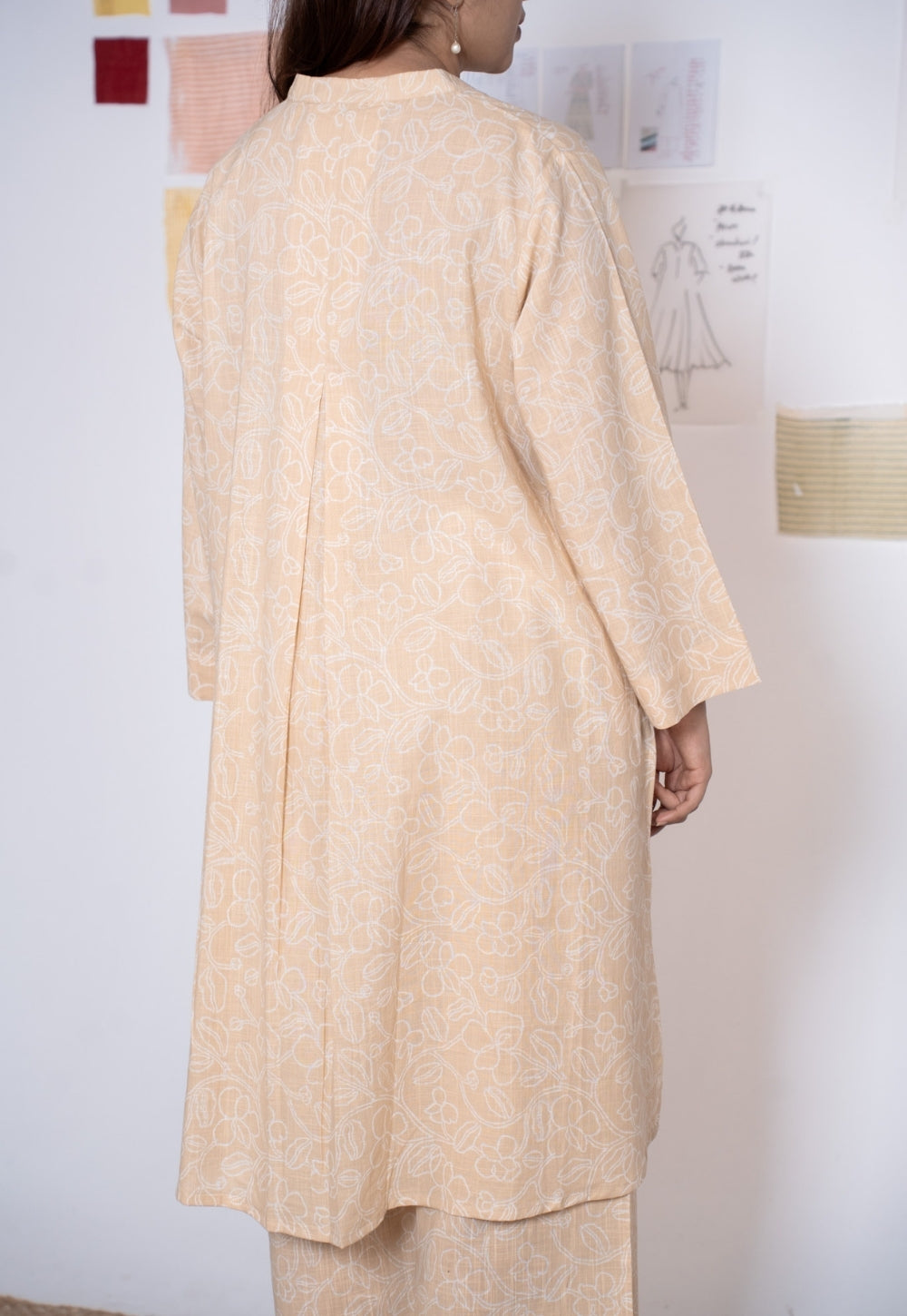 Ayaat Cream Hand Block Print Slub Cotton Anti-Fit Co-Ord Set