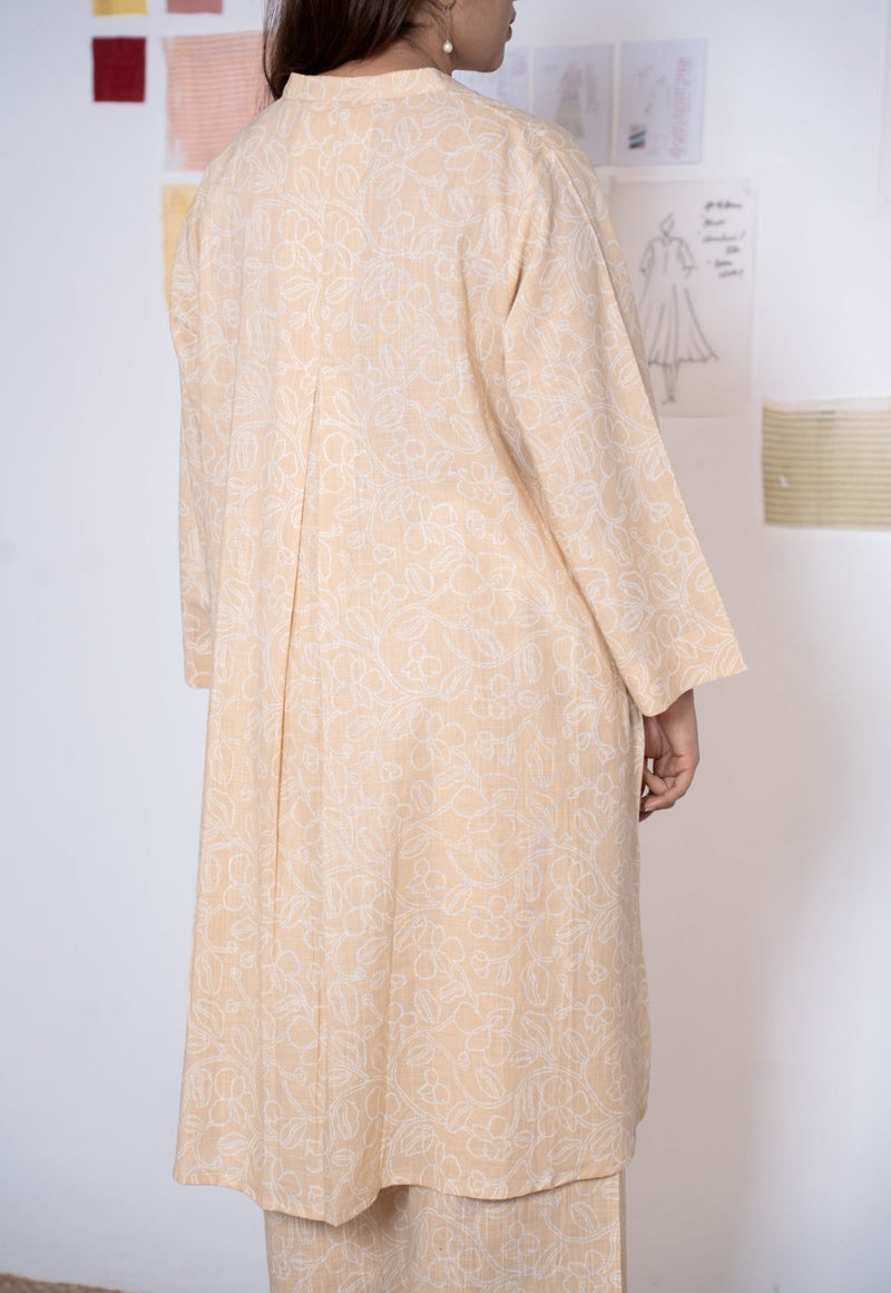 Ayaat Cream Hand Block Print Slub Cotton Anti-Fit Co-Ord Set