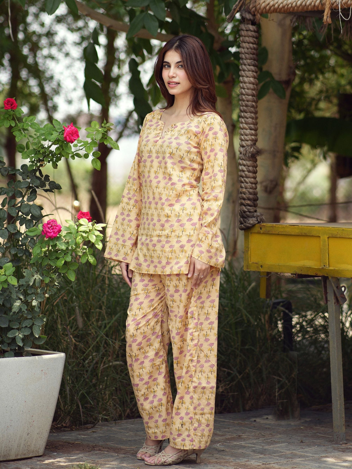 Tina Cotton Two Piece Co-ord Set for Women with Palazzo