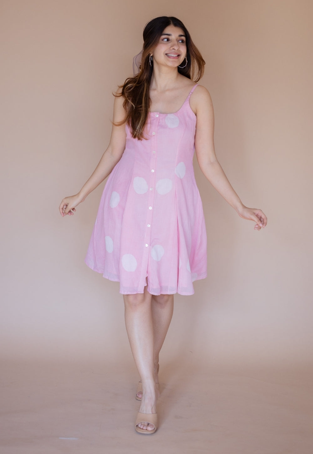 Afra Pink Batik MulMul A Line Dress