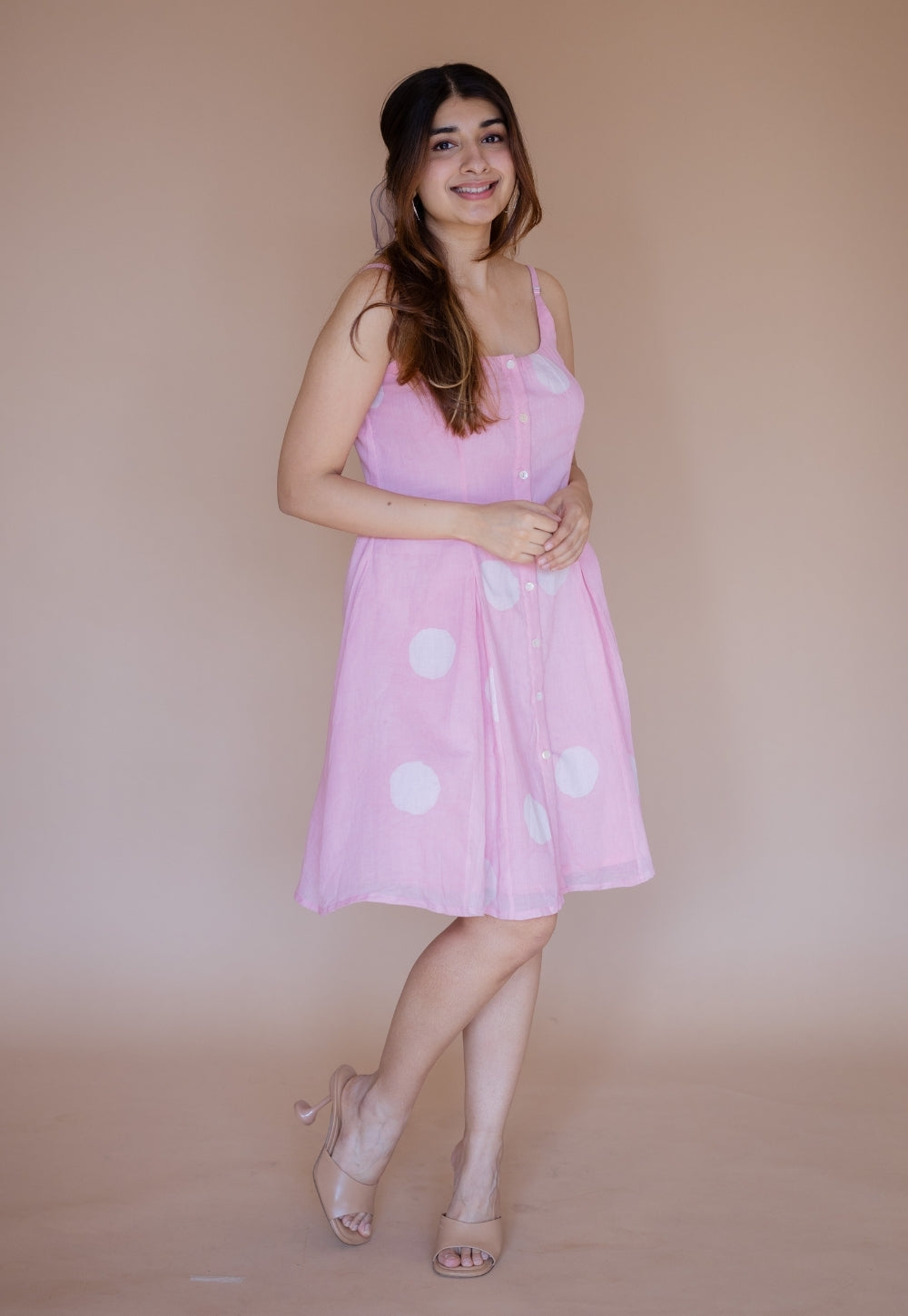 Afra Pink Batik MulMul A Line Dress