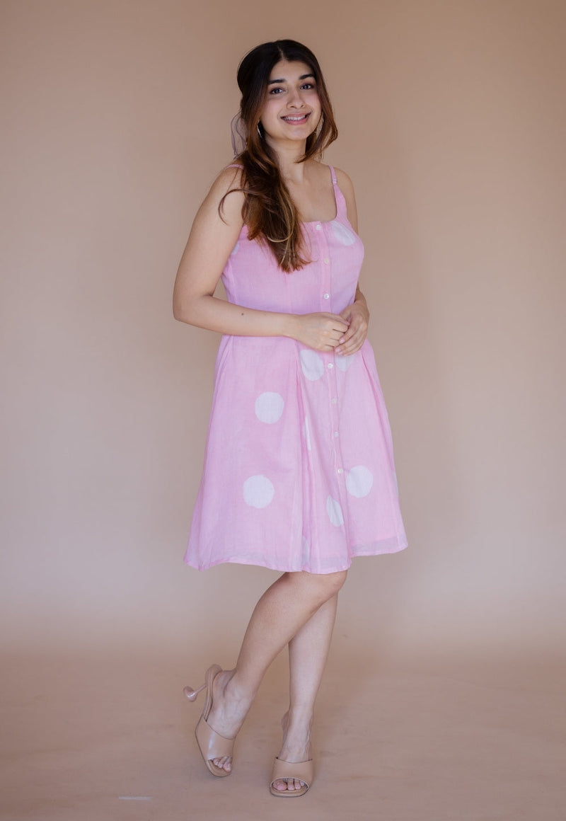 Afra Pink Batik MulMul A Line Dress