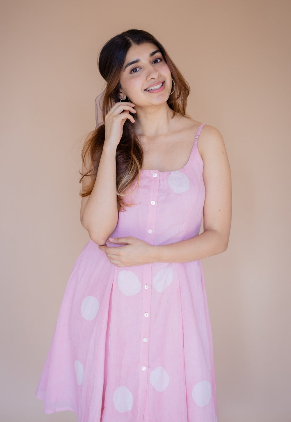 Afra Pink Batik MulMul A Line Dress