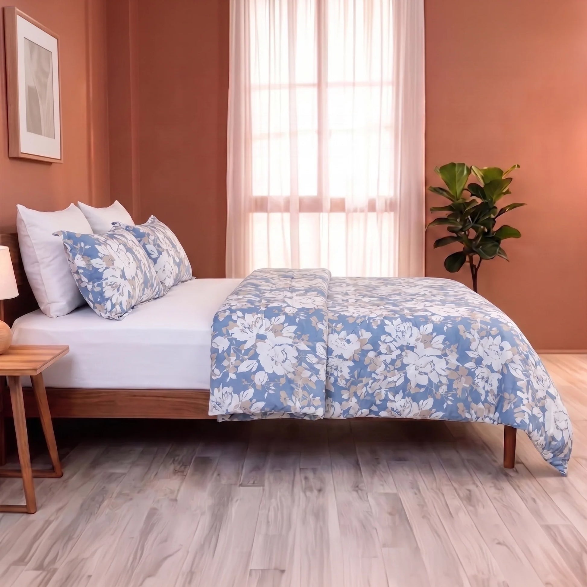 Blossom Haze - Floral Duvet Cover (Blue)-6