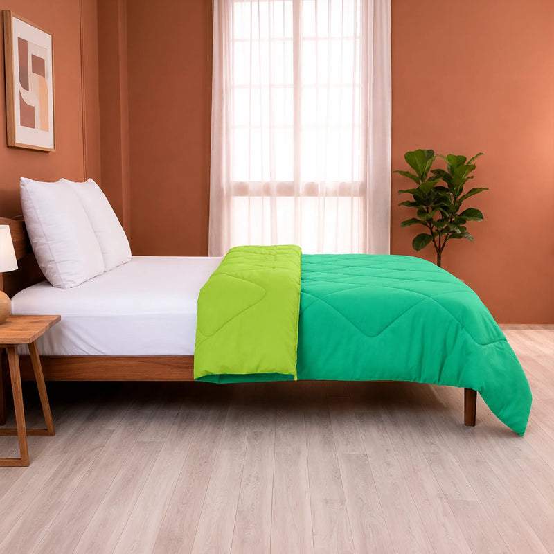 Fort - Box Stitch Duvet Comforter (Parrot Green & Aqua Green)-6