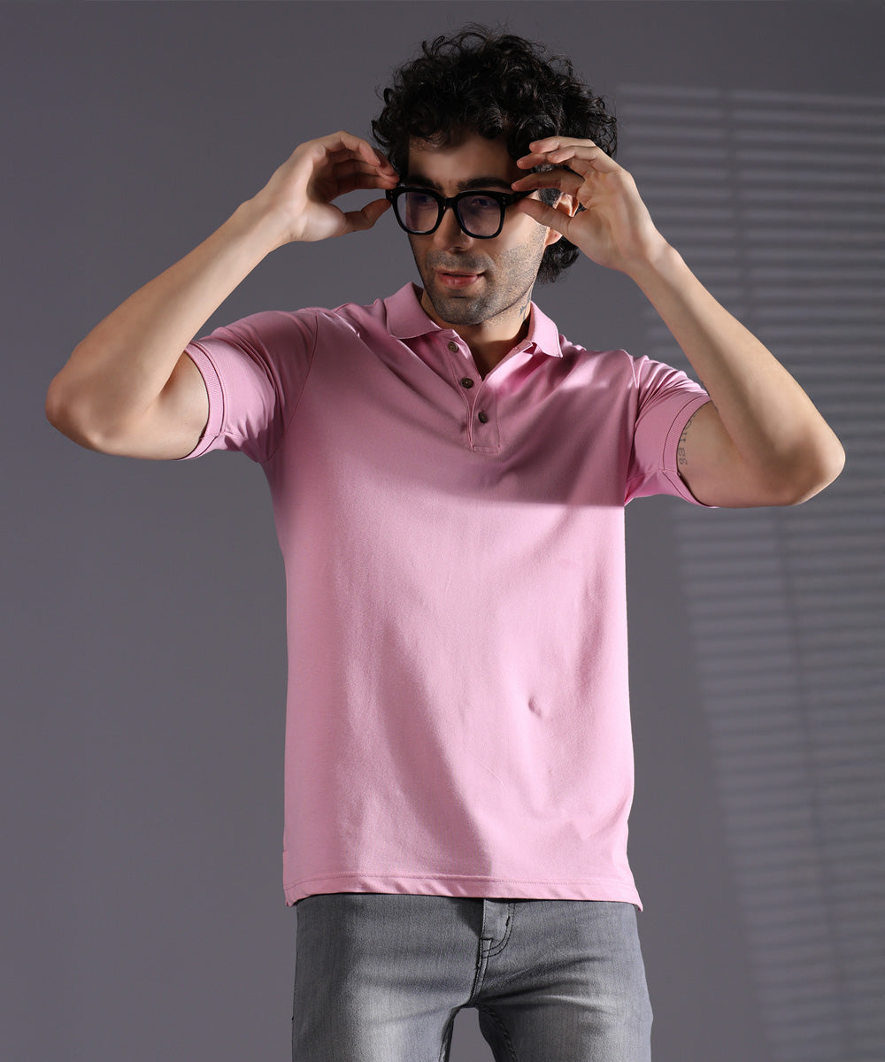 Naturefab Men’s Organic Bamboo Polo Tshirt Ultimate Pink-4