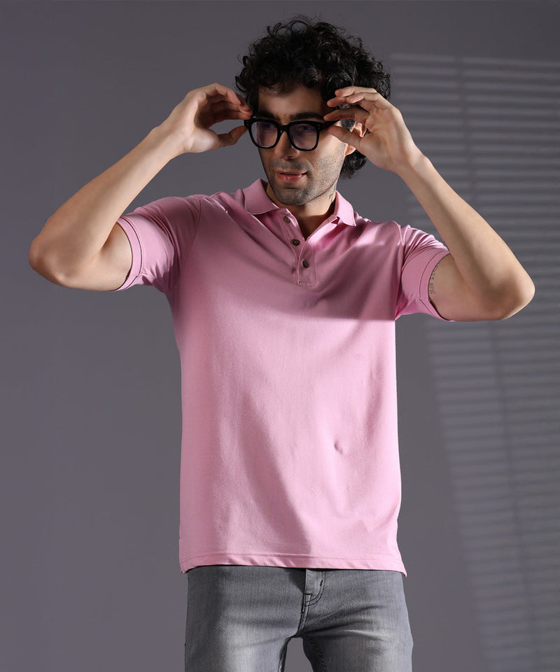 Naturefab Men’s Organic Bamboo Polo Tshirt Ultimate Pink-4