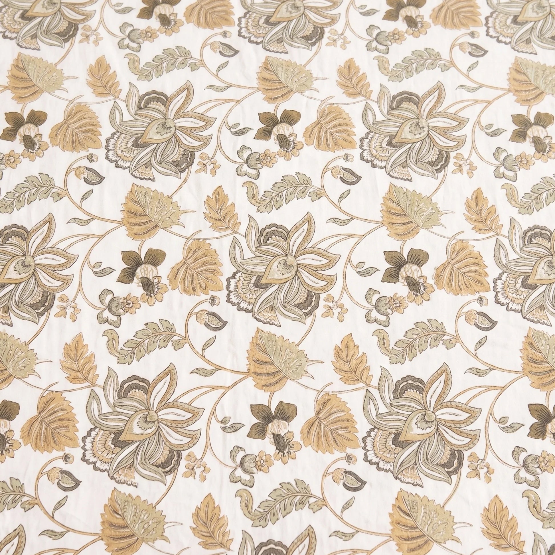Imprimer Symphony - Floral Printed Dohar (White & Dark Camel)-6
