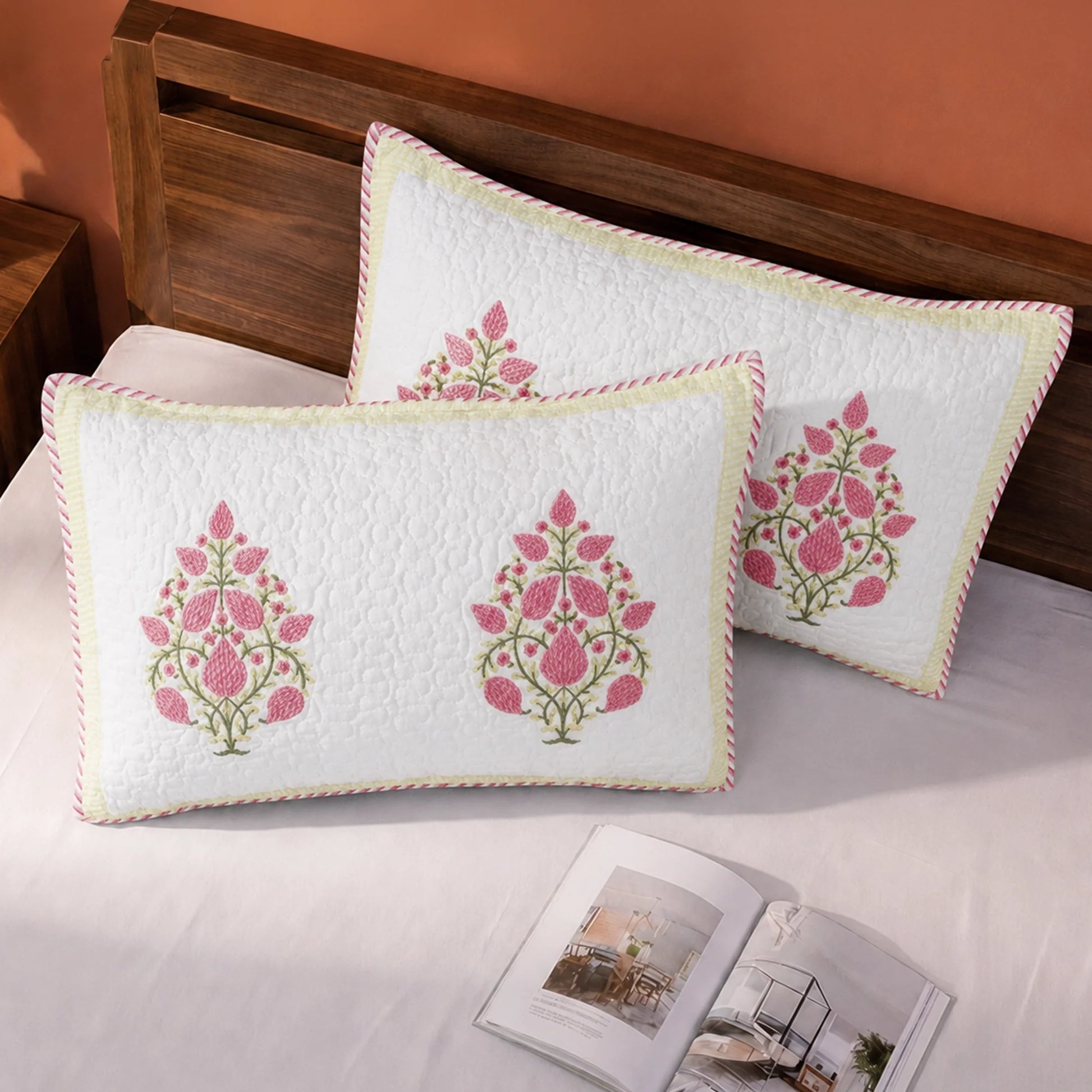 Floral Pink Quilted Pillow Covers-8