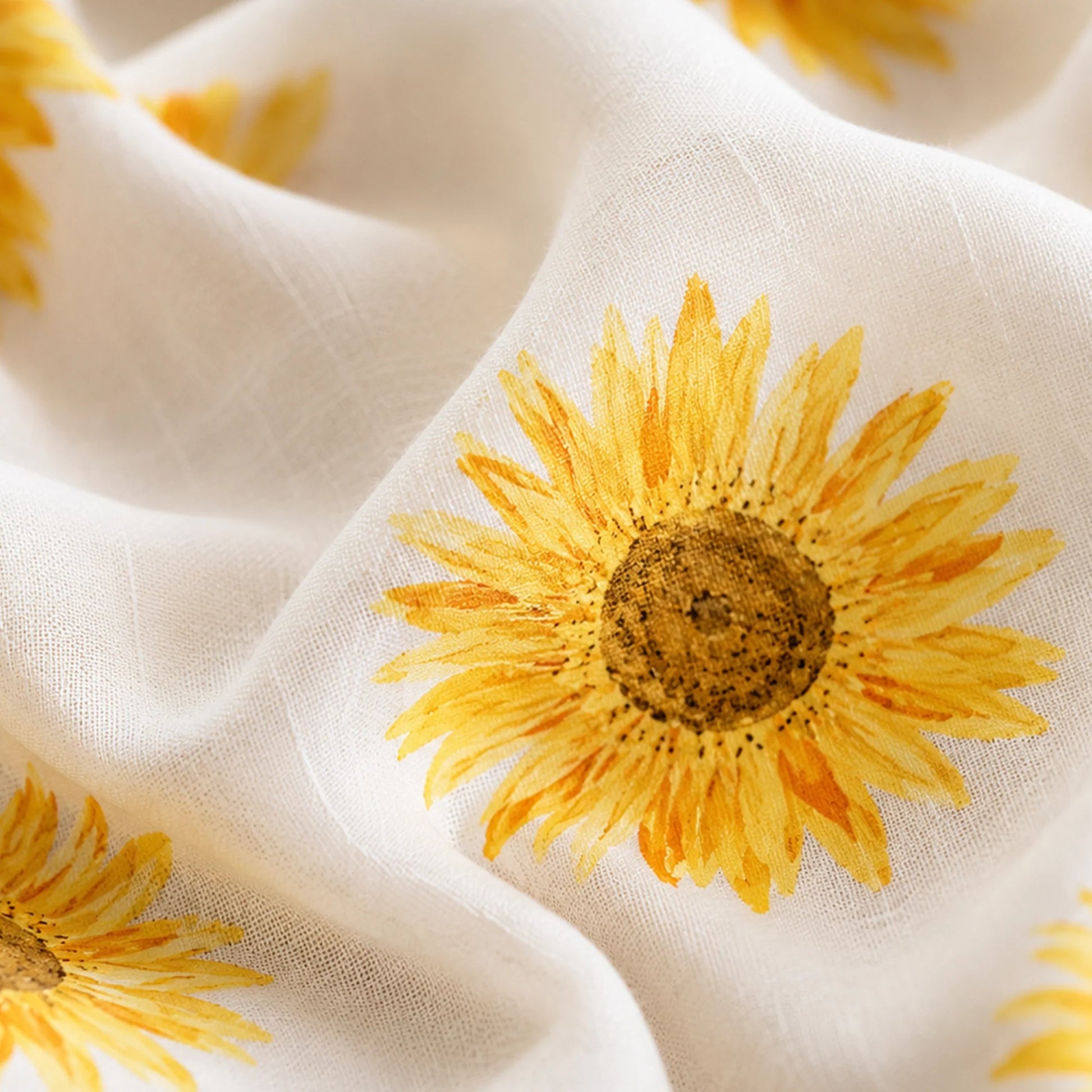Yellow Sunflower Printed Rod Pocket Duck Curtain-6