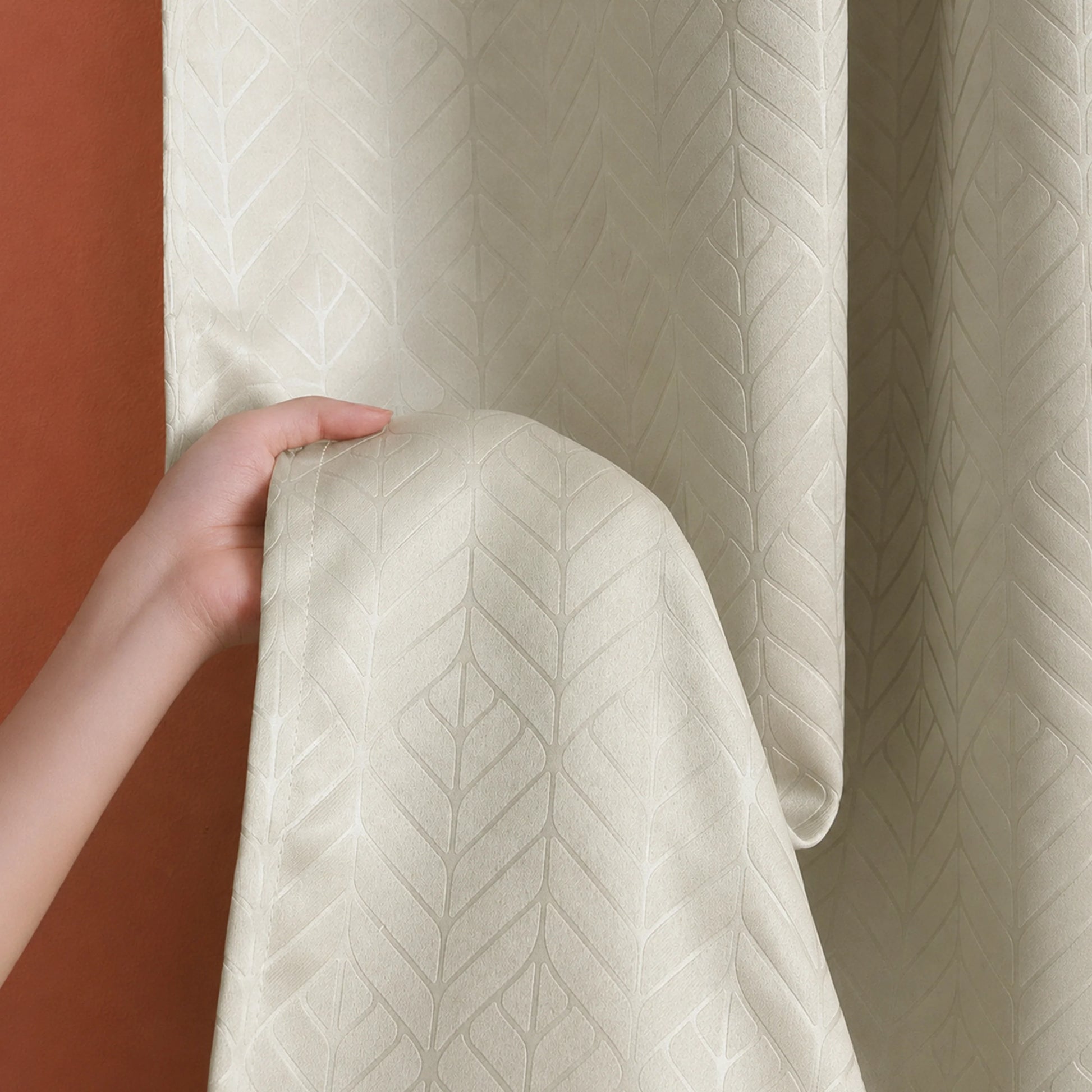 Fort Essential Embossed - Eyelet Black Backing Blackout Curtain (Off White)-6