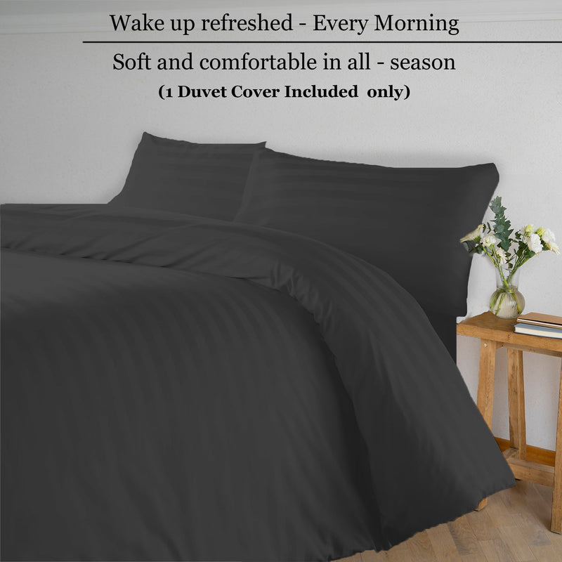 Breton Mellow - Satin Striped Duvet Cover (Grey)-6