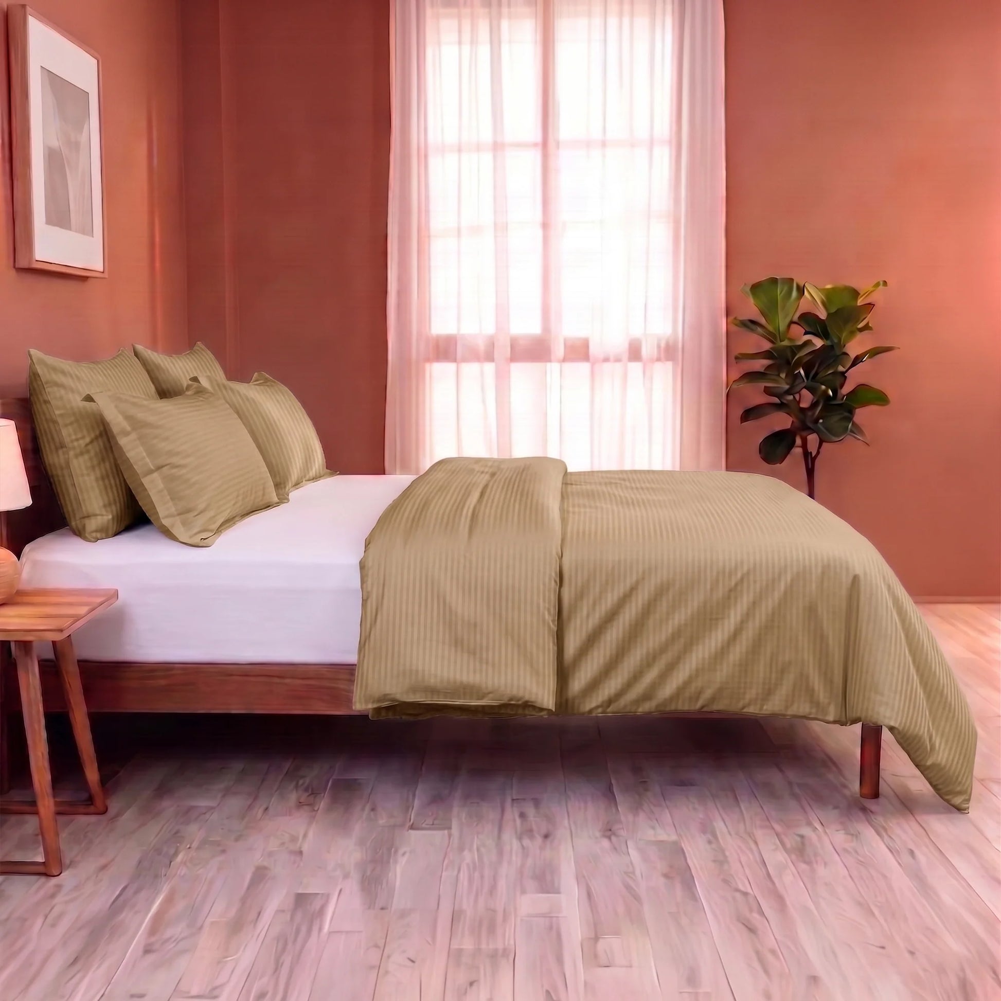 Breton Mellow - Satin Stripe Duvet Cover (Taupe)-6