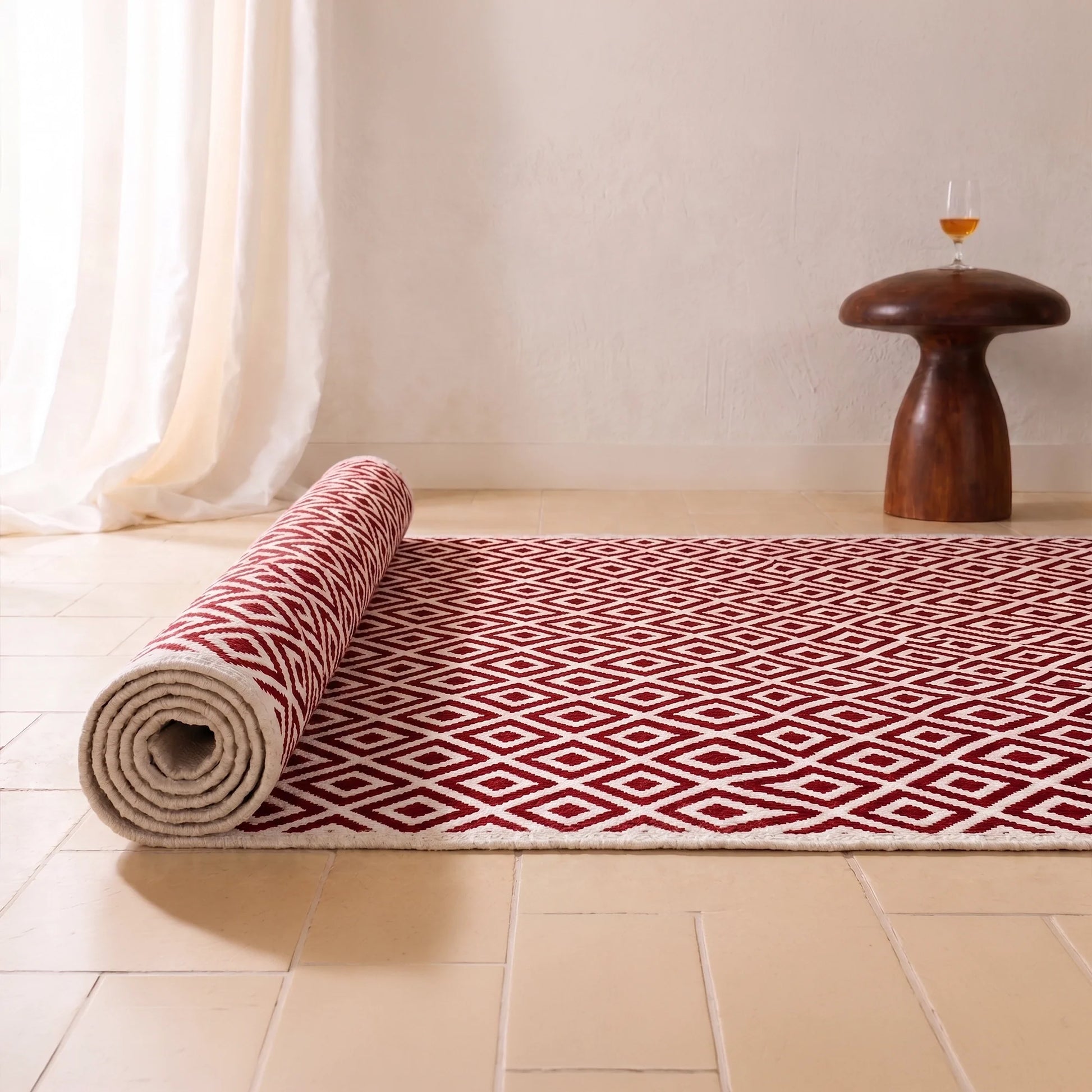 Tessitura Confetti - Diamond Cotton Rug (Red & White)-8