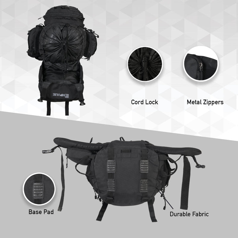 95 Litres Impulses Impulse Captain Black Trekking bag-6
