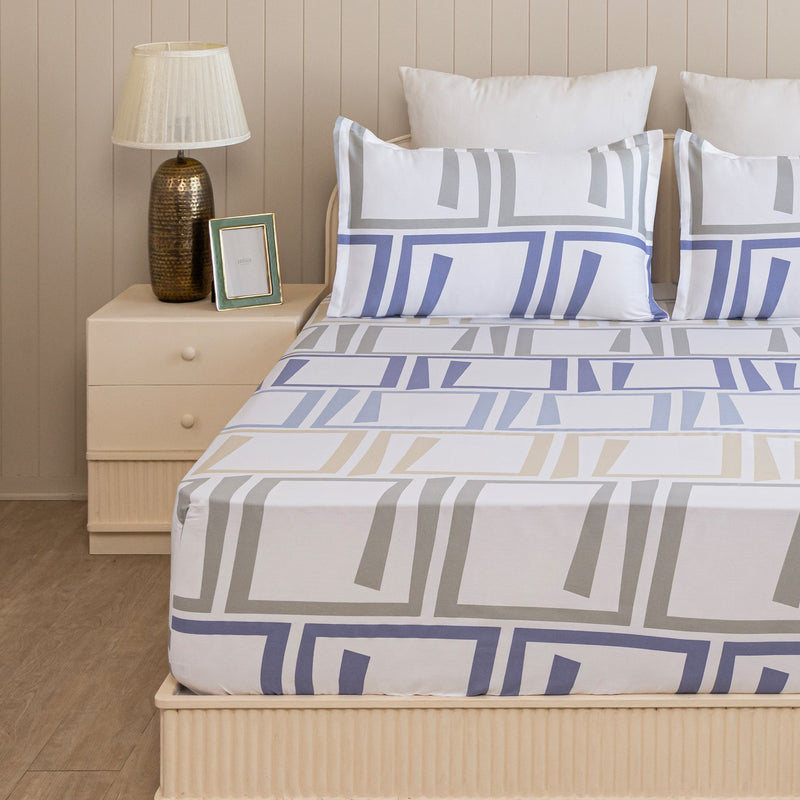Imprimer Modern Maze - Printed Bedsheet (Multicolor)-6