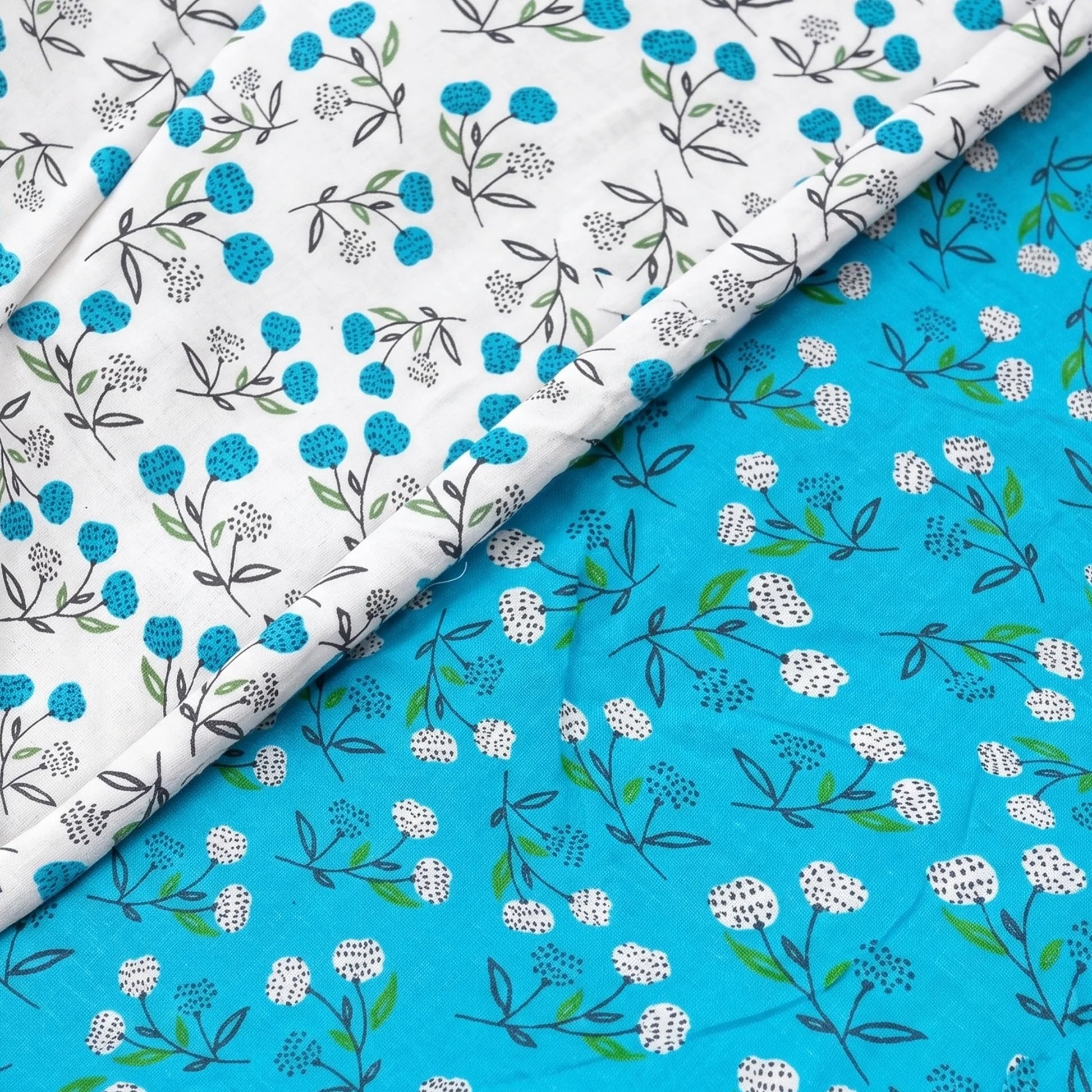 Cotton Dohar - Turquoise & White-8
