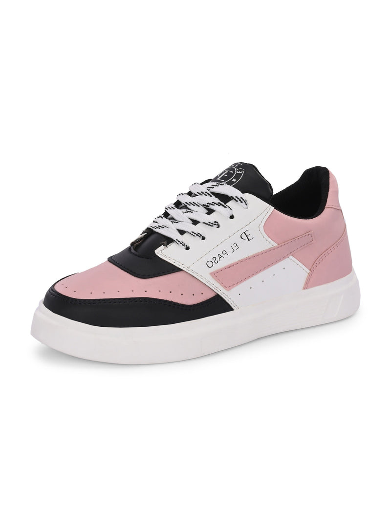EL PASO Faux Leather Casual Lace Up Sneakers For Women-25