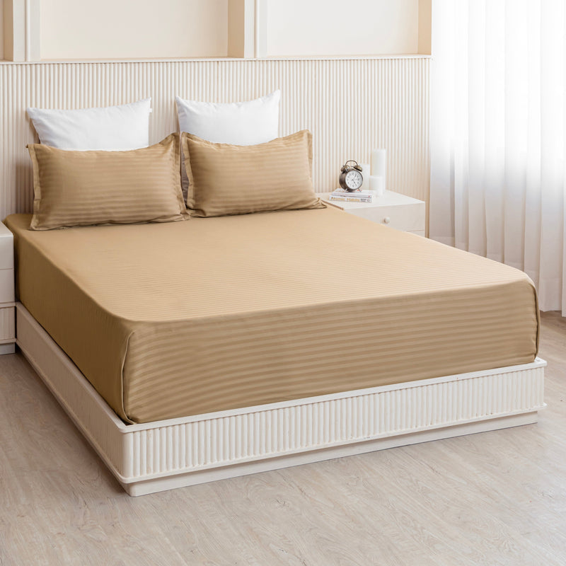 Breton Nap - Satin Stripe Bedsheet (Taupe)-7