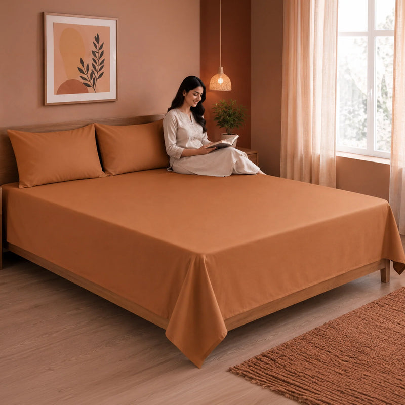 Fort Nightingale - Solid Bedsheet (Taupe)-6