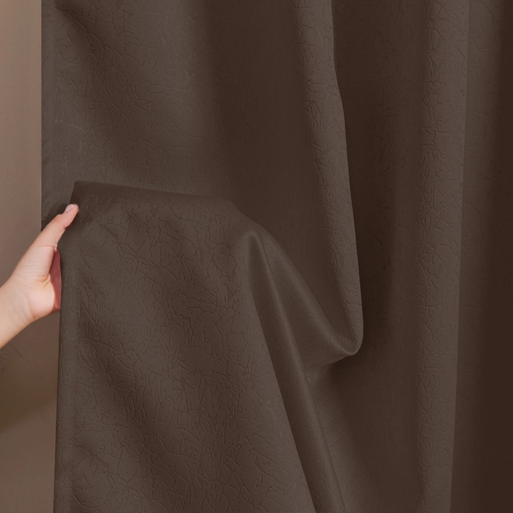 Fort Essential Abstract - Rod Pocket Black Backing Blackout Curtain (Brown)-6