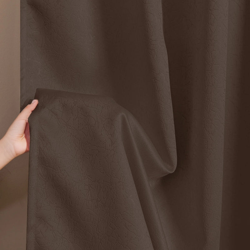 Fort Essential Abstract - Rod Pocket Black Backing Blackout Curtain (Brown)-6
