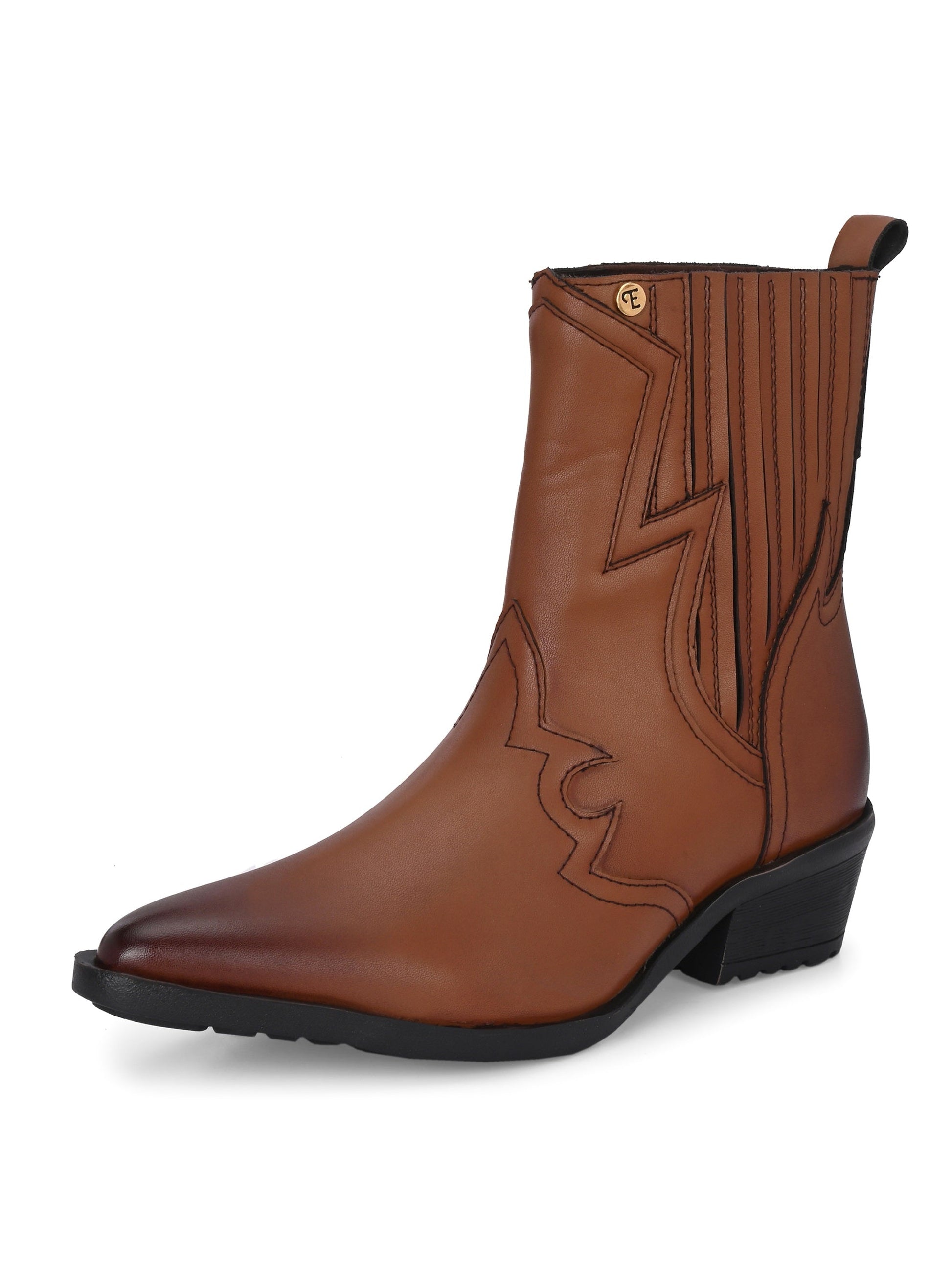 EL PASO Women Faux Leather Casual Slip On Cowboy Boots-11