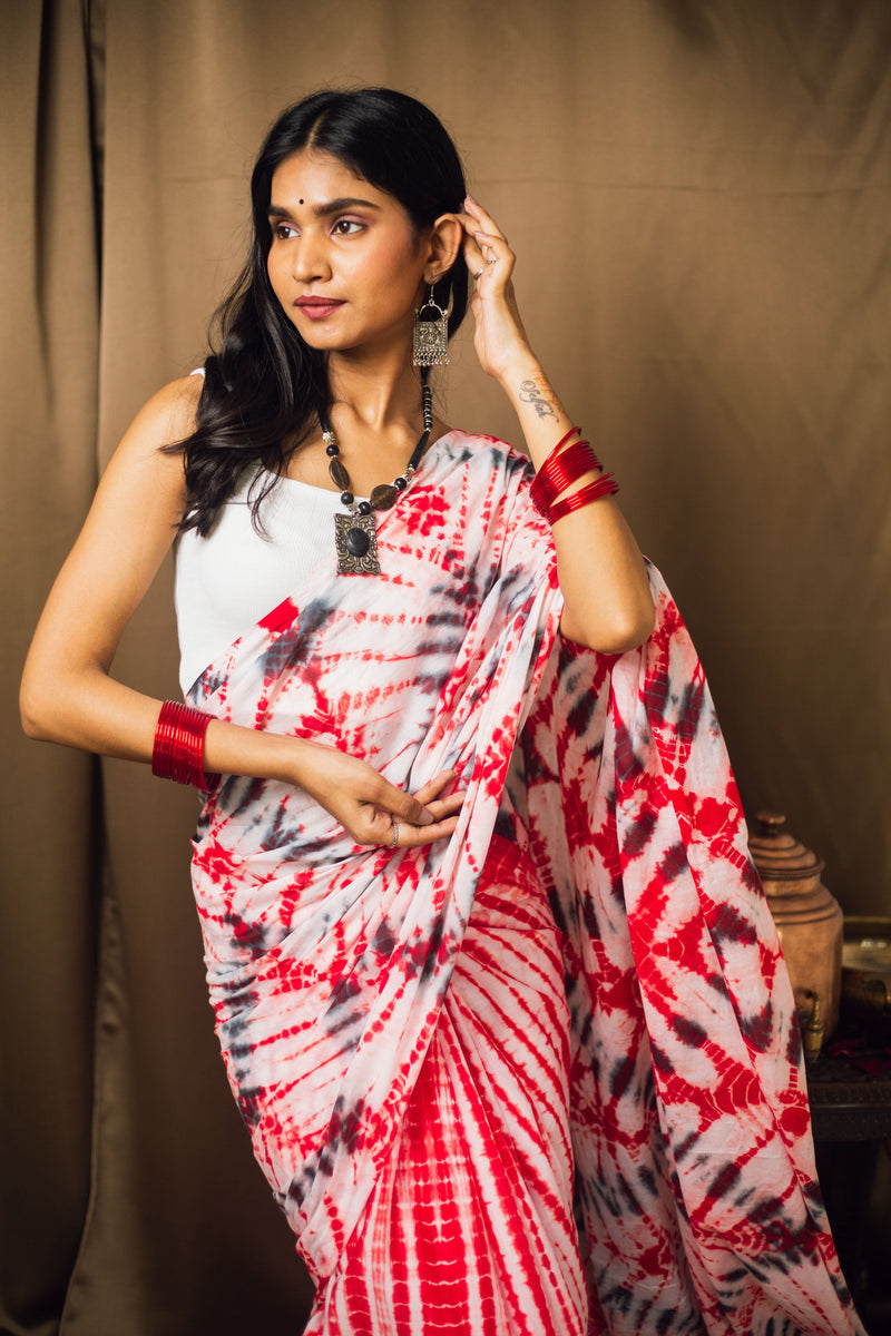 Cotton Mul Tie Dye Saree Laal Ishq-2