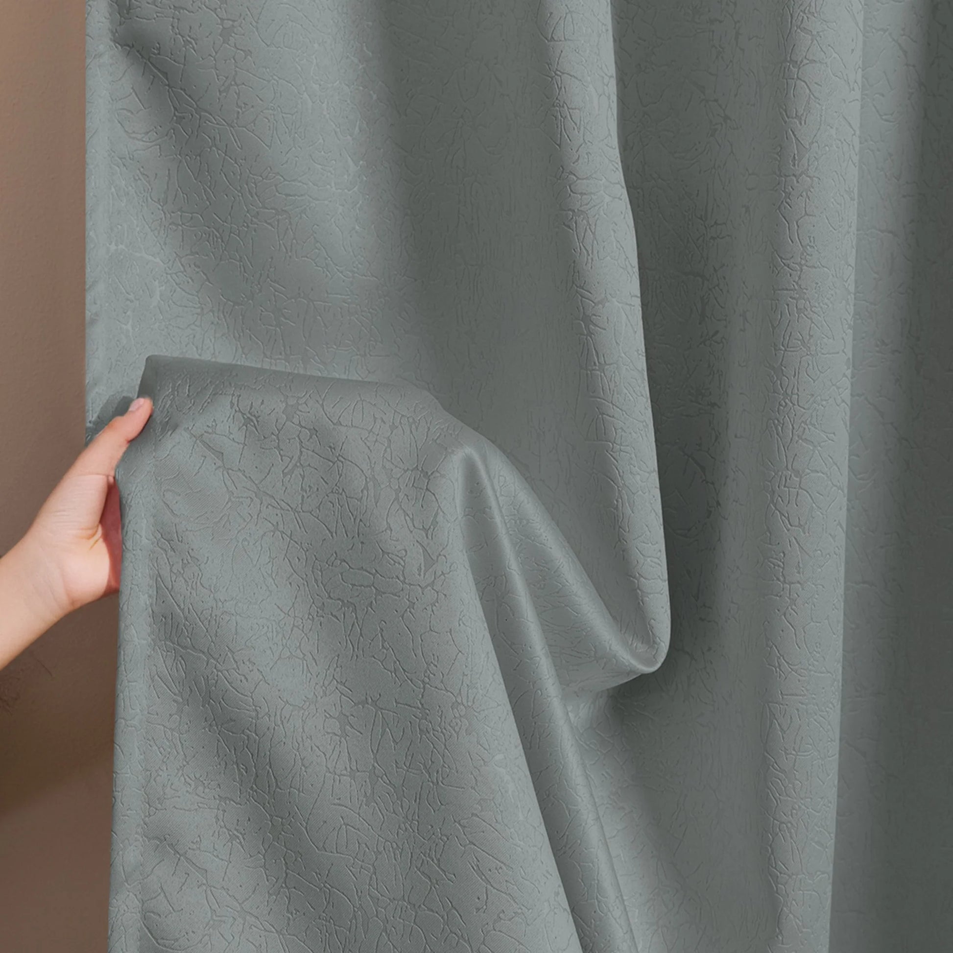 Fort Essential Abstract - Eyelet Black Backing Blackout Curtain (Grey)-6