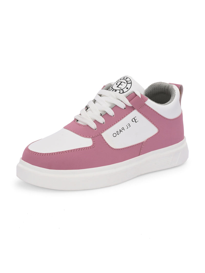EL PASO Faux Leather Casual Lace Up Sneakers For Women-25