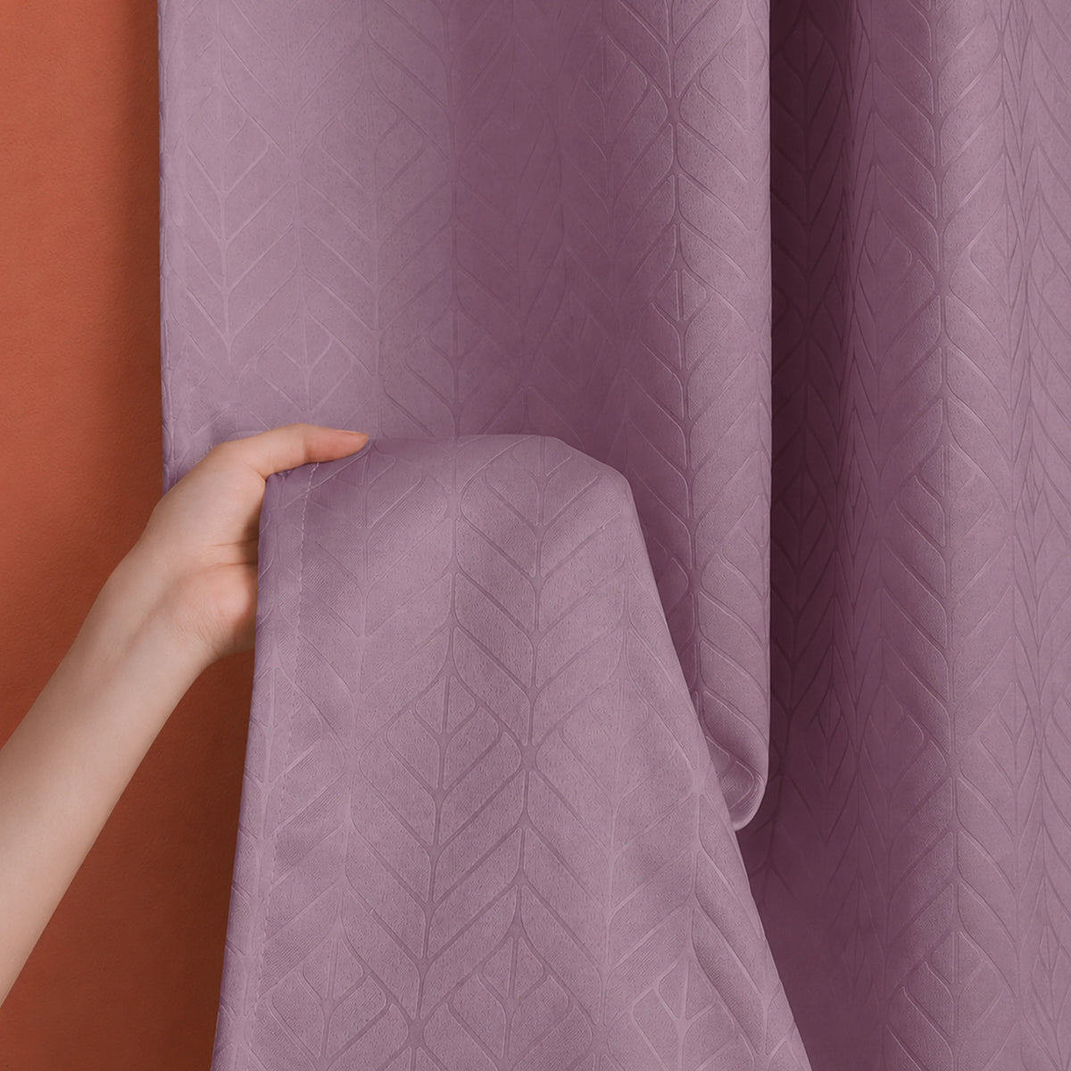 Fort Essential Embossed - Eyelet Black Backing Blackout Curtain (Lilac)-1