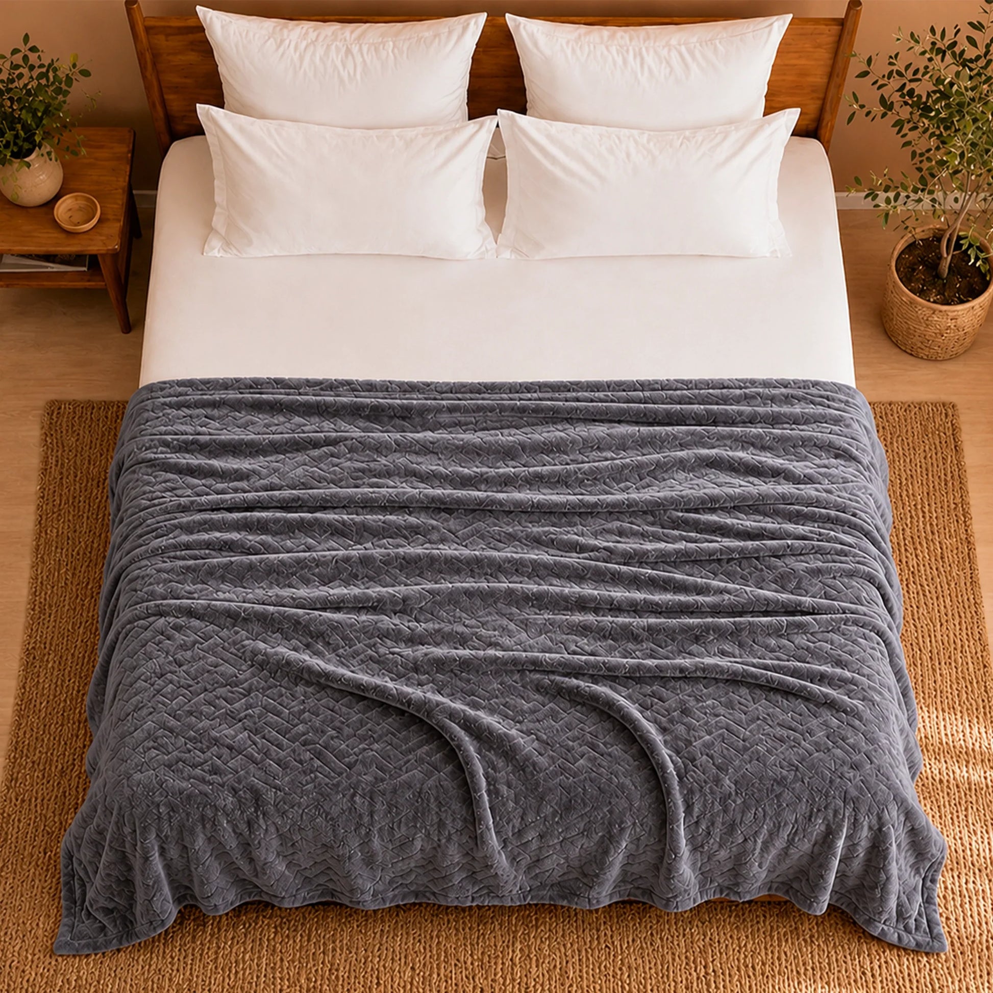 Fort Mellow - Wave Plush Blanket (Grey)-6