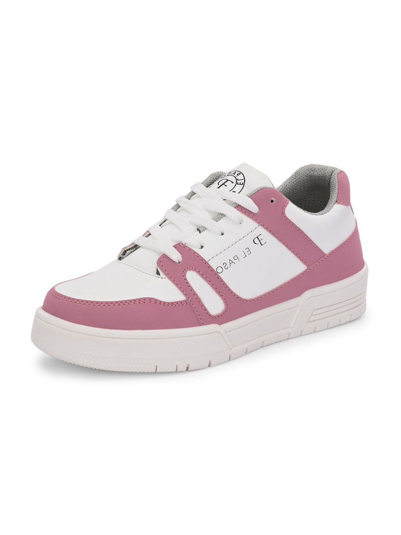 EL PASO Faux Leather Casual Shoes Lace Up Sneakers For Women-24