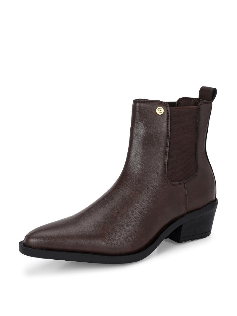 EL PASO Women Faux Leather Casual Slip On Boots-12